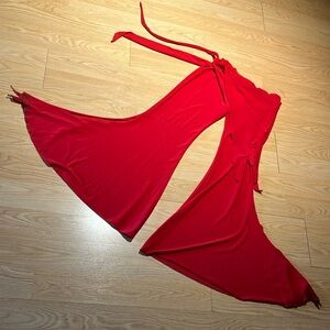 Vibrant Red Wide Leg Jumpsuit with Flowing Silhouette